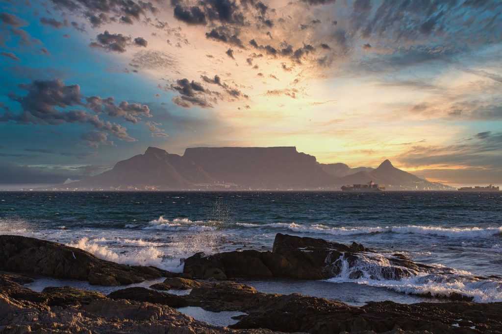 sunset, table mountain, landscape